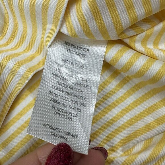 Foot Joy FJ Pro Dry Lisle Polo Shirt Size L Yellow White Striped S/S Stretch - Picture 6 of 9